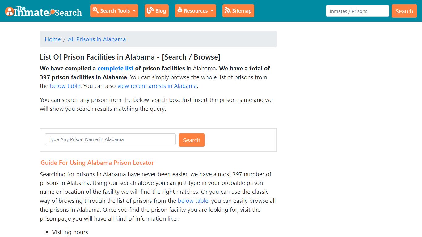 List Of Prison Facilities in Alabama - [Search / Browse]