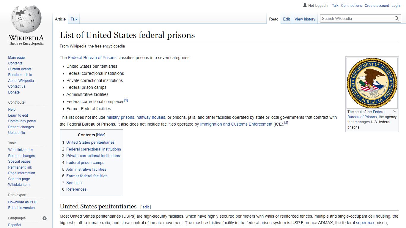 List of United States federal prisons - Wikipedia